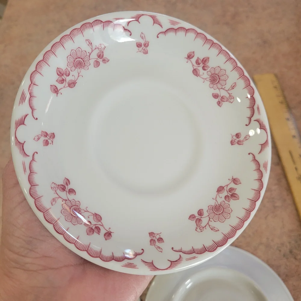 Shenango China Chardon Rose Saucers (5) ~ Vintage 1950s ~ Restaurant Ware ~ GUC
